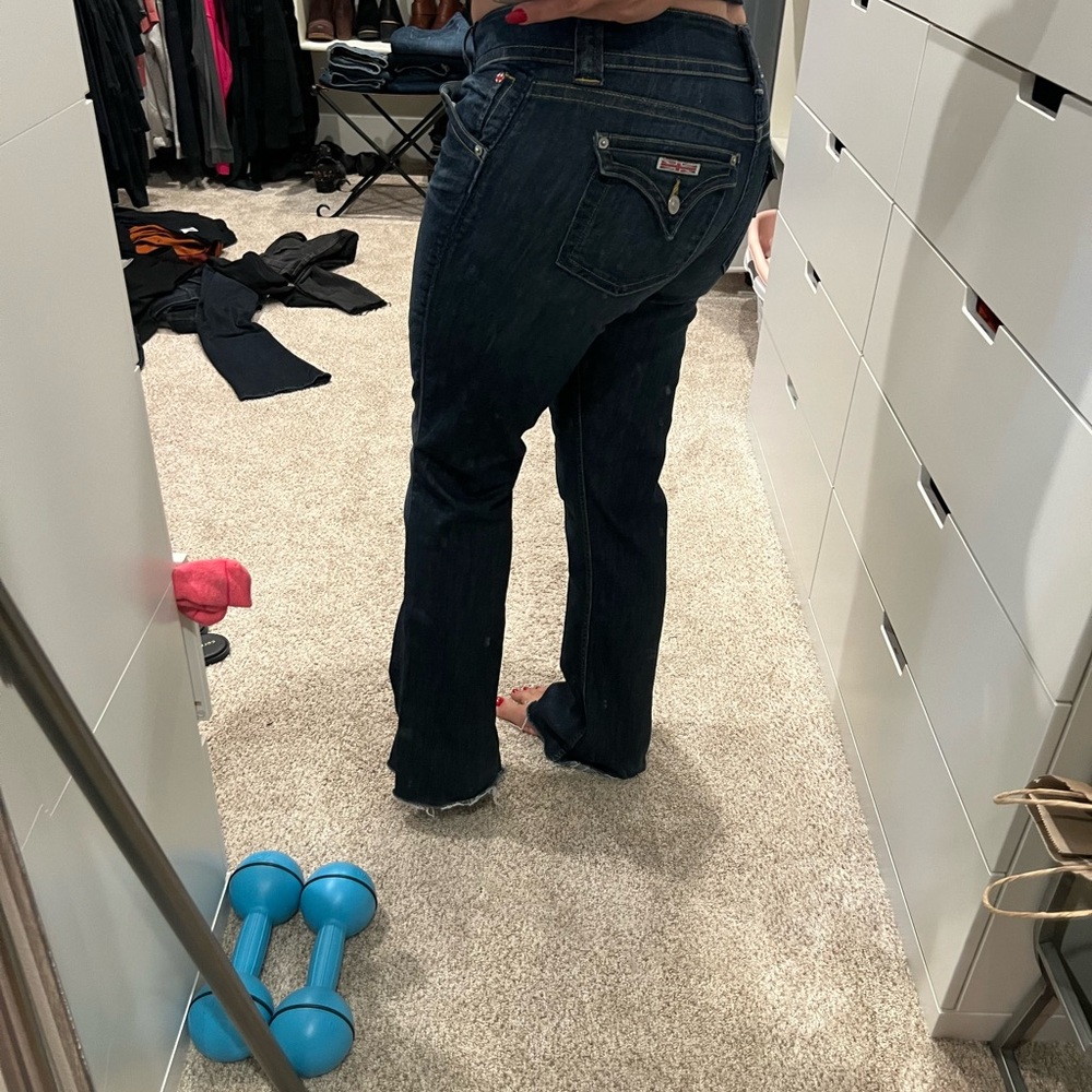 Hudson boot cut jeans.
